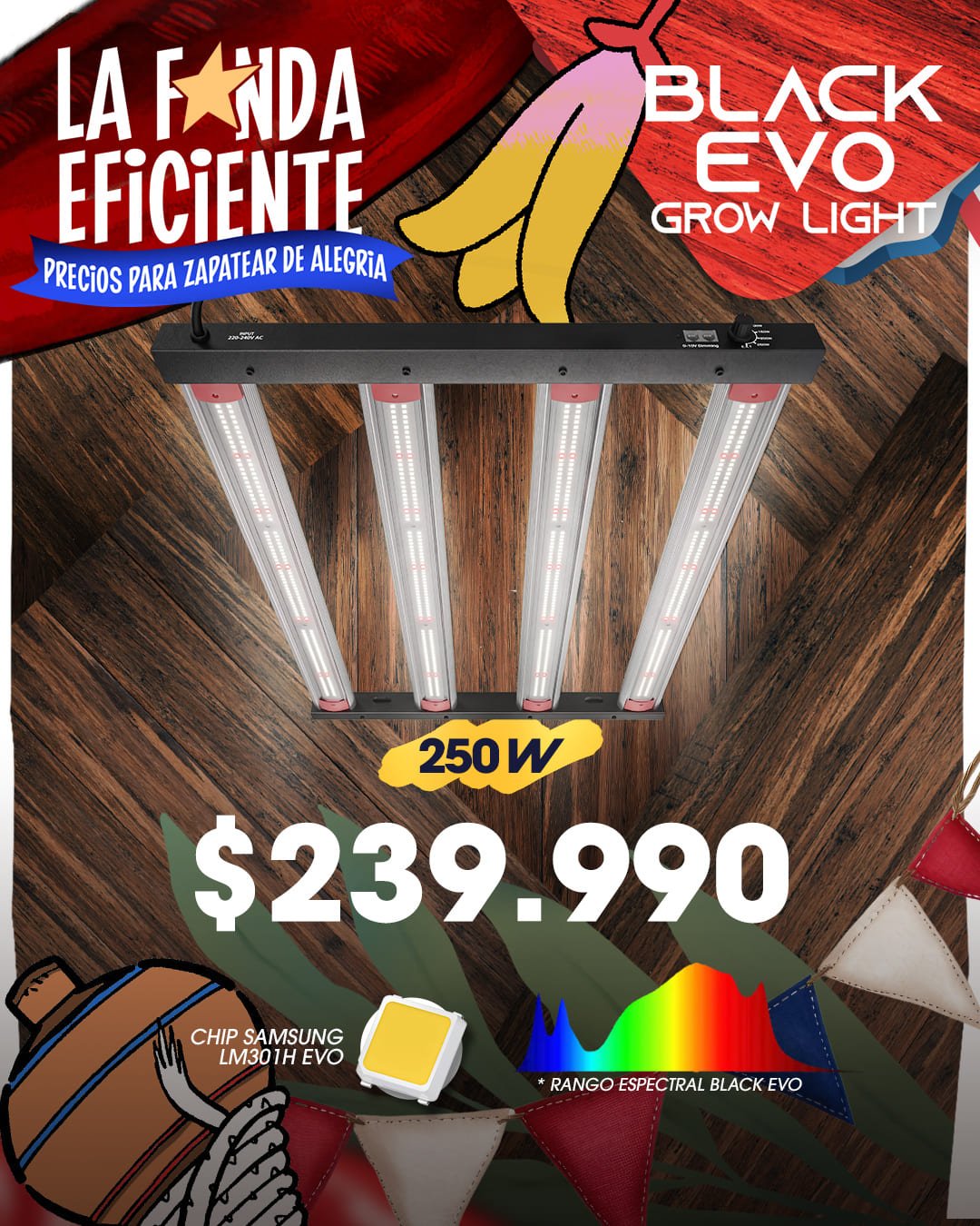 Black EVO Grow Light 250w - Promo Diechiochera Black EVO Grow Light 250w - Promo Diechiochera