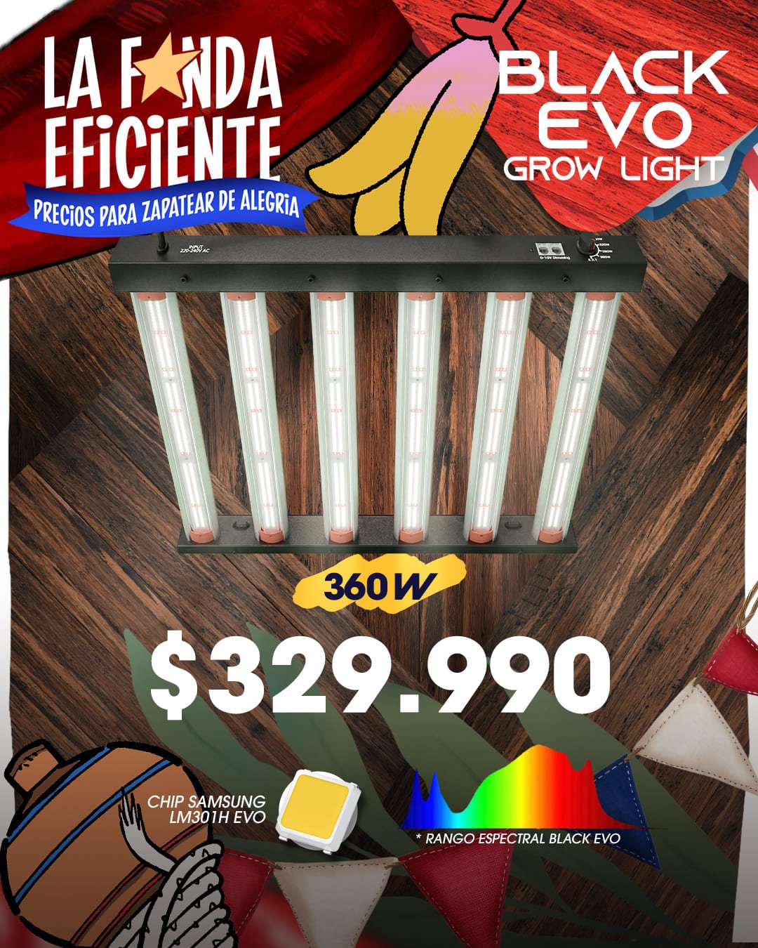 Black EVO Grow Light 360w - Promo Diechiochera Black EVO Grow Light 360w - Promo Diechiochera