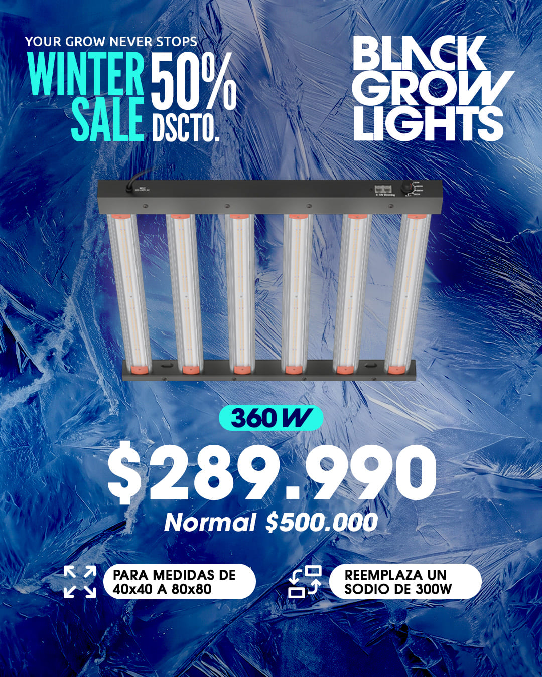 WINTER SALE BLACK GROW LIGHT 360W WINTER SALE BLACK GROW LIGHT 360W