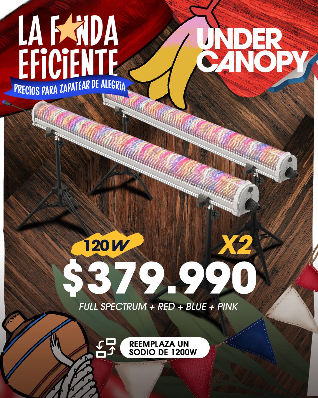 Promo Dieciochera x2 UnderCanopy 120w Promo Dieciochera x2 UnderCanopy 120w