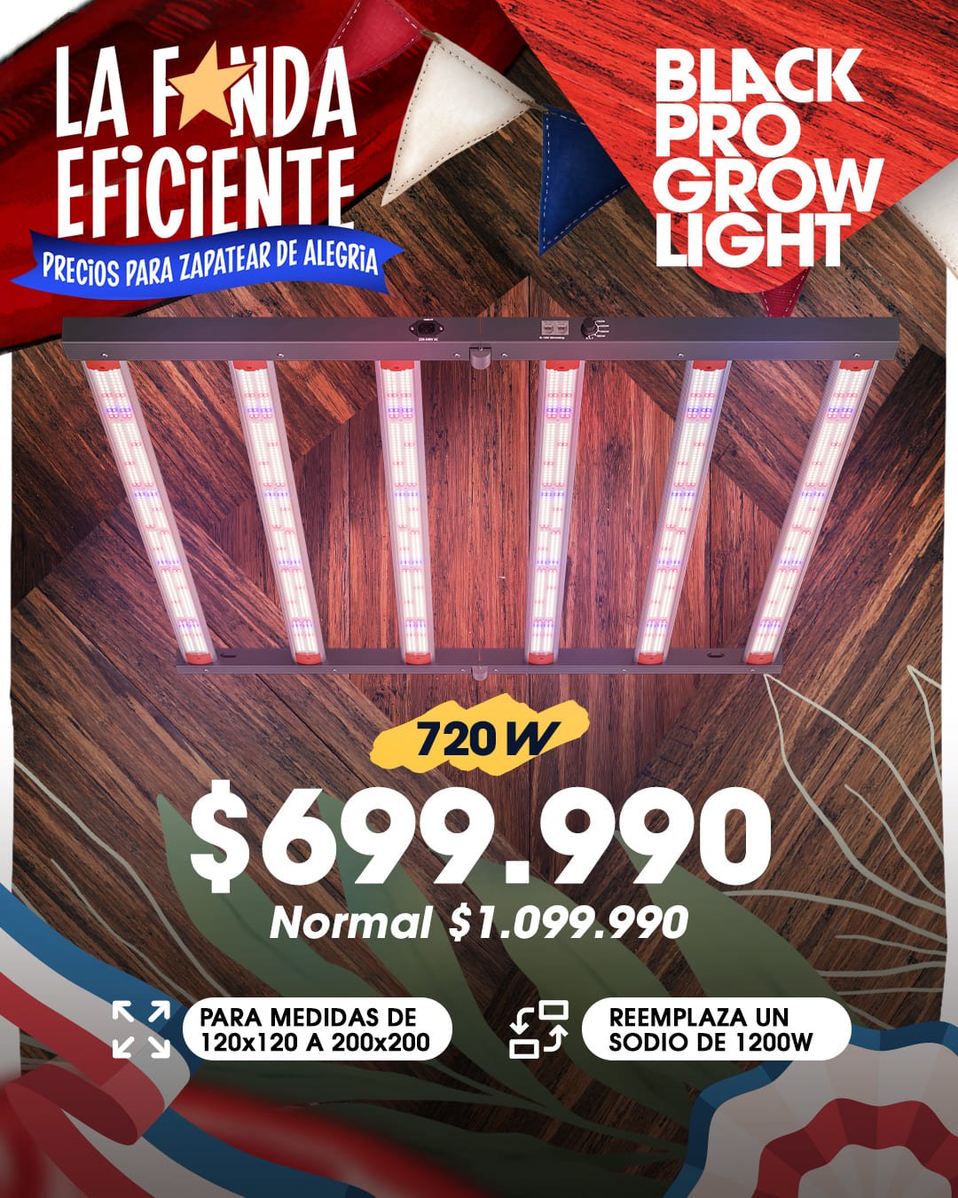 Black Pro Grow Lights 720w promo dieciochera Black Pro Grow Lights 720w promo dieciochera
