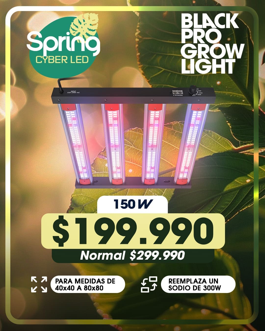 Spring Cyberled Black Pro Grow Light 150w Spring Cyberled Black Pro Grow Light 150w
