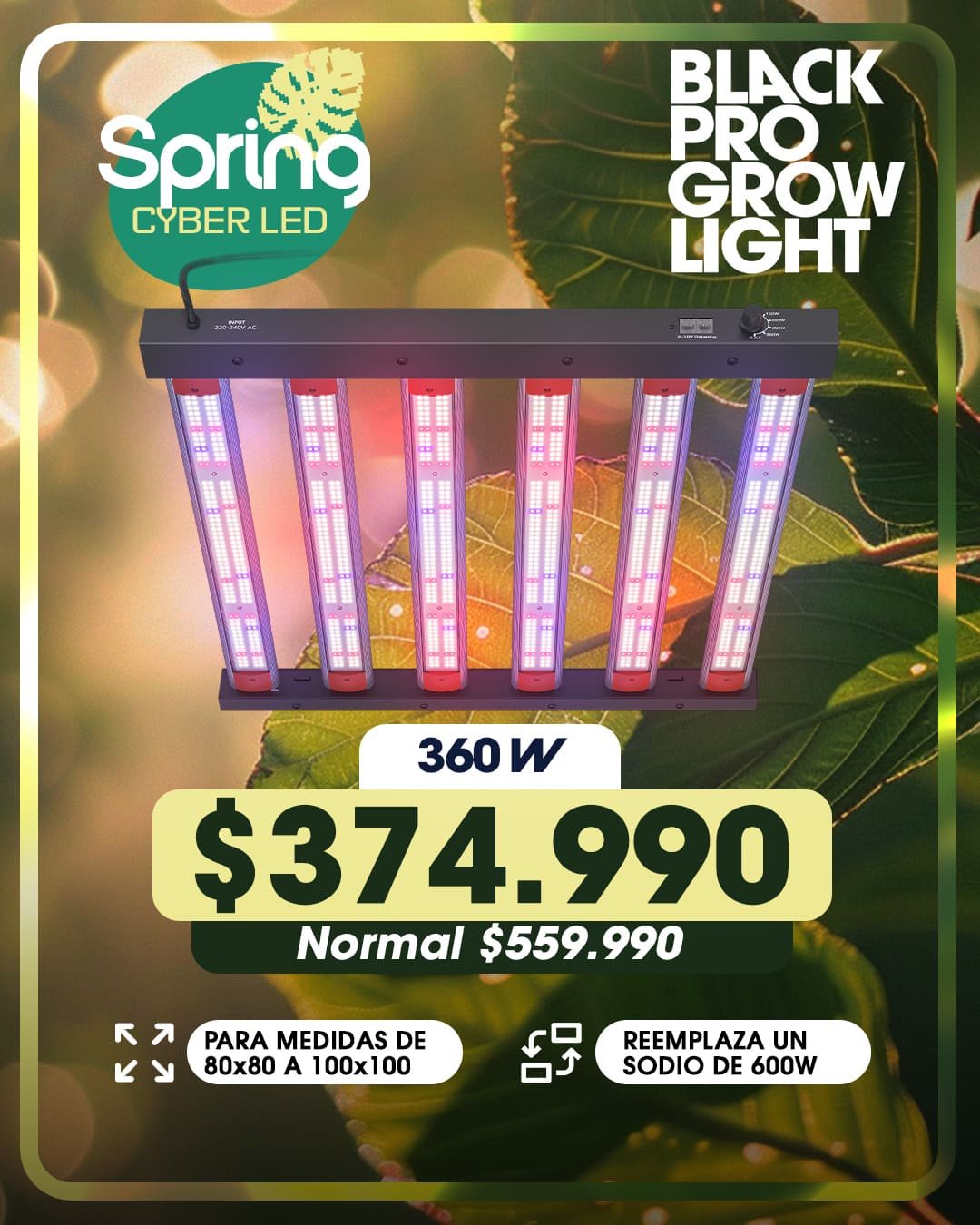Spring Cyberled Black Pro Grow Light 360w Spring Cyberled Black Pro Grow Light 360w