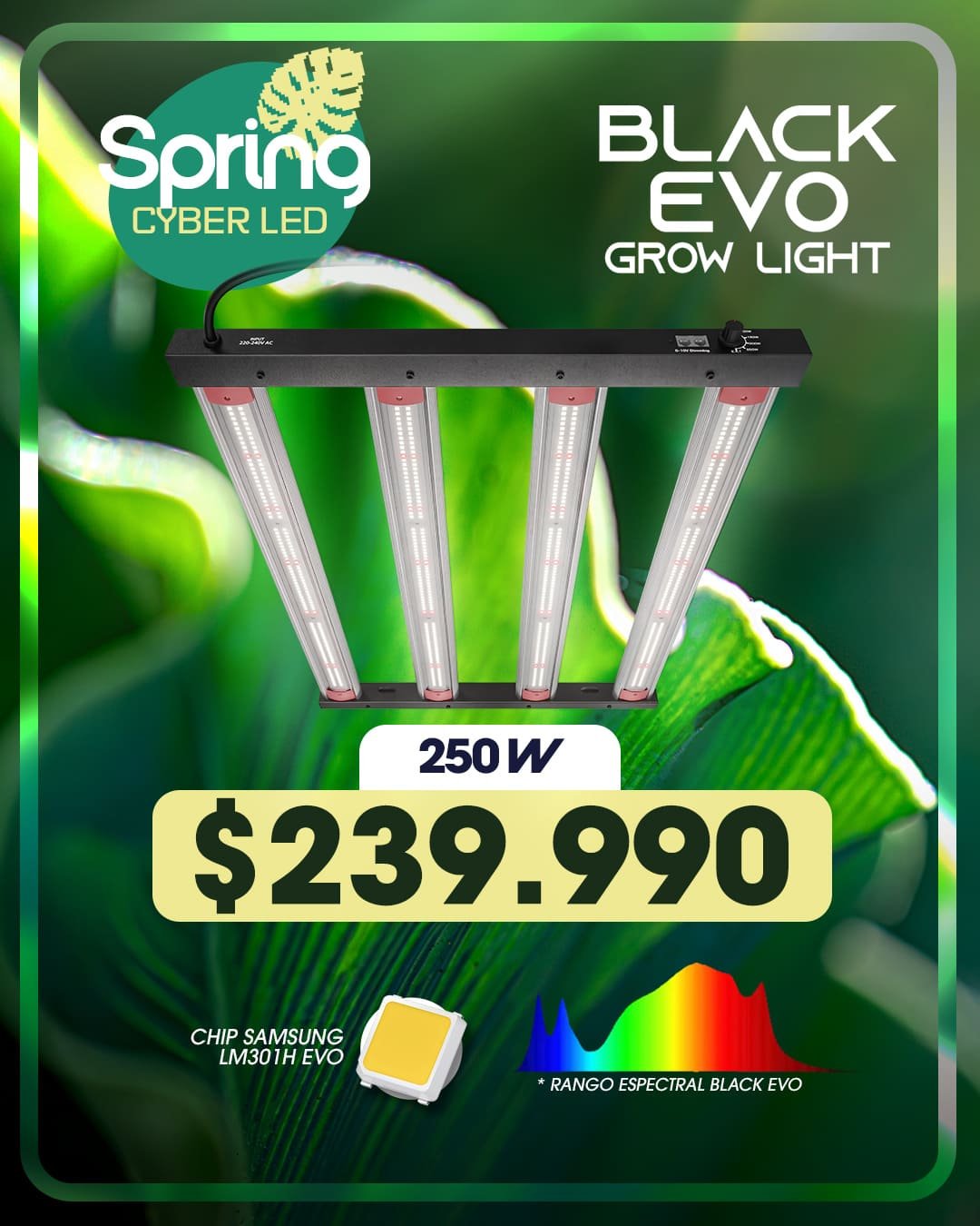 Spring Cyberled Black Evo Grow Light 250w Spring Cyberled Black Evo Grow Light 250w